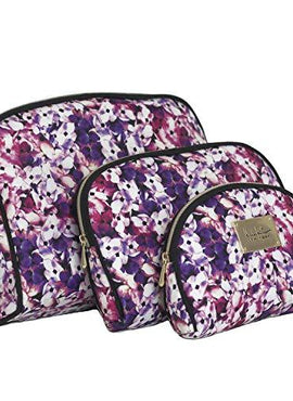 Nicole Miller 3 Pc Cosmetic Bag Set, Purse Size Makeup Bag for Women, Toiletry Travel Bag, Makeup Organizer, Cosmetic Bag for Girls Zippered Pouch Set, Large, Medium, Small (Colorful Floral Print)