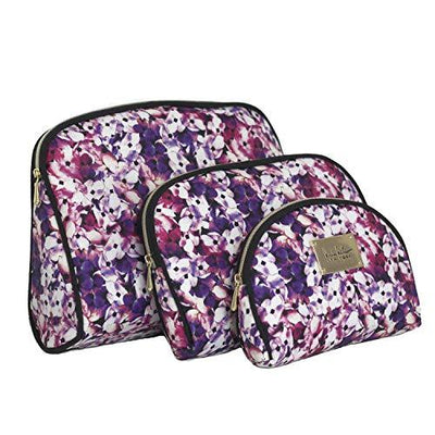 Nicole Miller 3 Pc Cosmetic Bag Set, Purse Size Makeup Bag for Women, Toiletry Travel Bag, Makeup Organizer, Cosmetic Bag for Girls Zippered Pouch Set, Large, Medium, Small (Colorful Floral Print)
