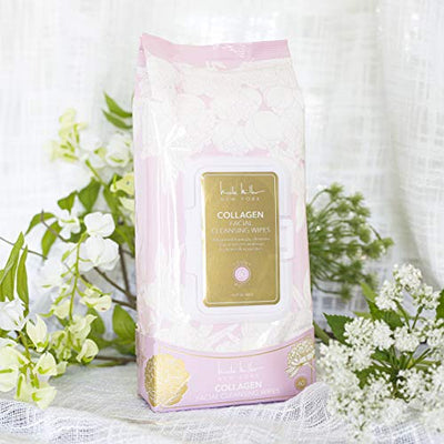 Nicole Miller Collagen Facial Cleansing Wipes and Makeup Remover Wipes - 60 Count