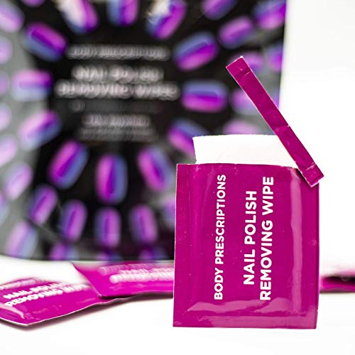 40 Nail Polish Remover Wipes - 2 pack (20 Count Each) of Nail Polish Remover Wipes Individually Wrapped by Body Prescriptions (Purple Packaging)