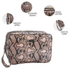 Nicole Miller Makeup Bag, Travel Toiletry Bag, and Cosmetic Bag- Pink Faux Leather Snakeskin Print (Large 2 Zip Bag)