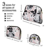 Nicole Miller 3 Pc Cosmetic Bag Set, Purse Size Makeup Bag for Women, Toiletry Travel Bag, Makeup Organizer, Zippered Pouch Set, Large, Med, Small (Pale Pink & Black Floral Print)