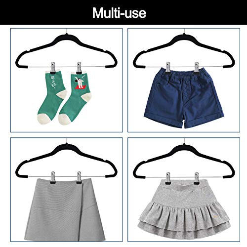 Raymond Waites Ultra-Thin Non-Slip Velvet Clothing Hangers with Clips, Flocked & Durable, Closet Space Saving, for Garments, Suits, Dresses, Pants, Shirts, Coats, 6 Pack