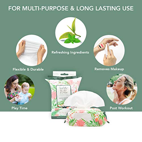 Nicole Miller 2 Pack (30 Count Each) Tea Tree and Mint Facial Cleansing and Make Up Remover Wipes