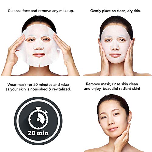 Clinical Works Pack of 5 Rosehip Face Mask Sheets with Hyaluronic Acid, DYI Spa Face Kit, Beauty Sheets, Hydrating Face Sheets for Moisturizing and Hydrating Skin