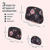 Once Upon A Rose 3 Pc Cosmetic Bag Set, Purse Size Makeup Bag for Women, Toiletry Travel Bag, Makeup Organizer, Cosmetic Bag for Girls Zippered Pouch Set, Large, Medium, Small (Pink Floral Design)