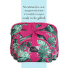 Nicole Miller 3 Pc Cosmetic Bag Set, Purse Size Makeup Bag for Women, Toiletry Travel Bag, Makeup Organizer, Cosmetic Bag for Girls Zippered Pouch Set, Large, Med, Small (Hot Pink & Green Leaf Print)