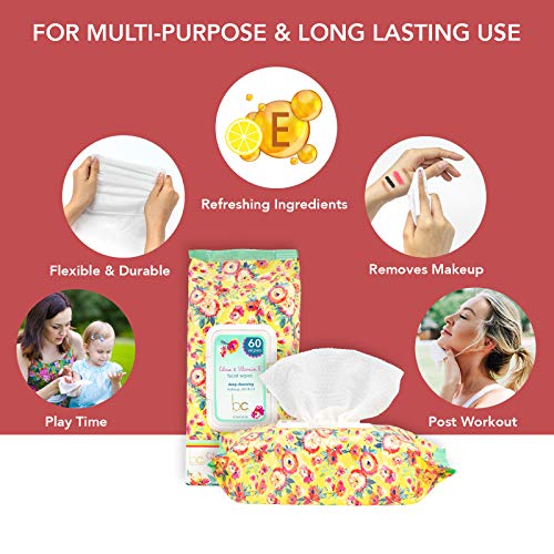 Beauty Concepts - 2 Packs (60 Count per Pack) Citrus & Vitamin E Facial Cleansing Wipes