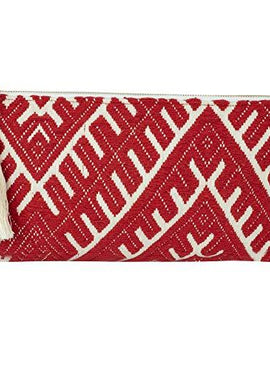 DwellStudio Vegan Clutch for Women -Boho Style Clutch, Wristlet, Purse, Woman's Hand Bag, Wallet, Beautiful Gift for Women (Red and White)