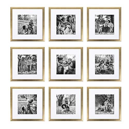 Sheffield Home Decor Collection- 9 Piece Square Picture Frame Set 12x12 in, Matted to 8x8