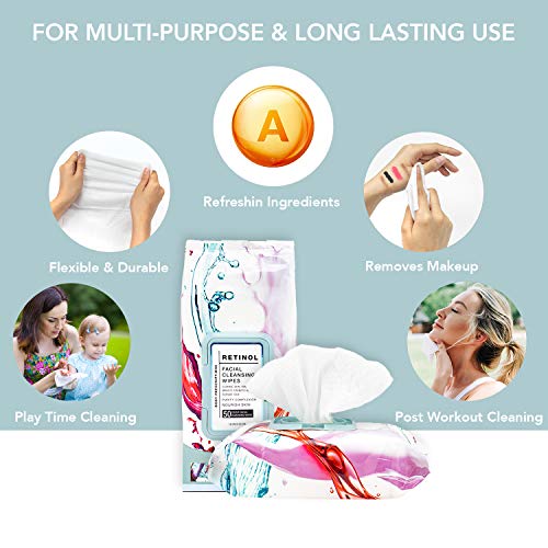 Body Prescriptions 2 Pack (50 Count Each) Retinol Facial Cleansing and Gentle Make Up Remover Wipes