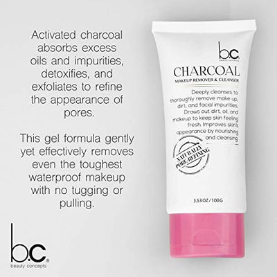 Beauty Concepts Charcoal Makeup Remover Cream and Face Cleanser Deeply Cleanses and Removes Impurities, Facial Wash, Face Wash for Women Makeup Remover 3.53 oz / 100 gm