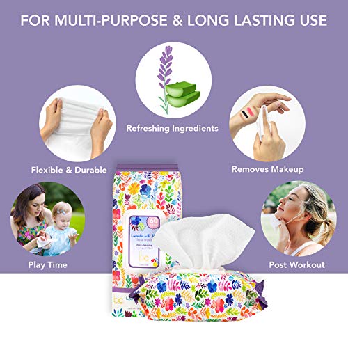 Beauty Concepts - 2 Pack (60 Count Each) Lavender with Aloe Facial Cleansing Wipes
