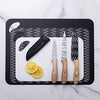Cook with Color 6 Piece Kitchen Knives and Board Set - Includes 3 Knives and 3 Cutting Boards - (Black and White Collection)