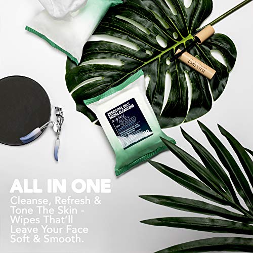 Essential Oils Detoxifying Facial Cleansing Makeup Remover Wipes 2 Pack (60 Count)