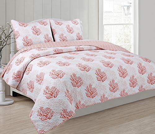 Panama Jack 3 Piece Quilt Set, King Size Quilt with 2 Pillow Shams, Reversible Comforter Set, Machine Washable Bed Spread (Flamingo Oasis - King)