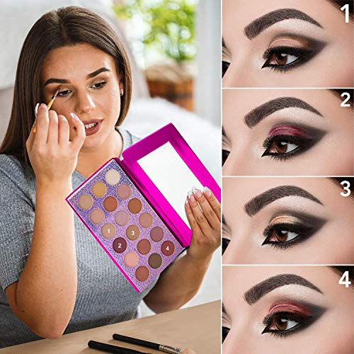Nicole Miller Goal Digger Metallic Eye Shadow Palette with Mirror, Eye Makeup for Women, Makeup Set and Cosmetics for Girls, Metallic Eyeshadow Colors - 18 Neutral, Matte and Shimmery Shades