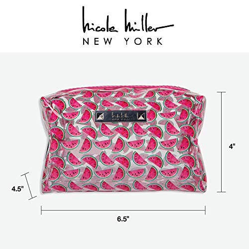Nicole Miller Makeup Bag, Travel Toiletry Case, and Cosmetic Bag- Loaf Shape Makeup Organizer (Watermelon Print)