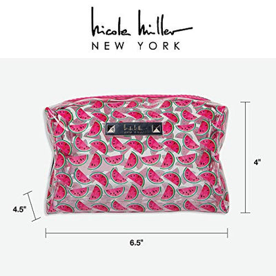 Nicole Miller Makeup Bag, Travel Toiletry Case, and Cosmetic Bag- Loaf Shape Makeup Organizer (Watermelon Print)