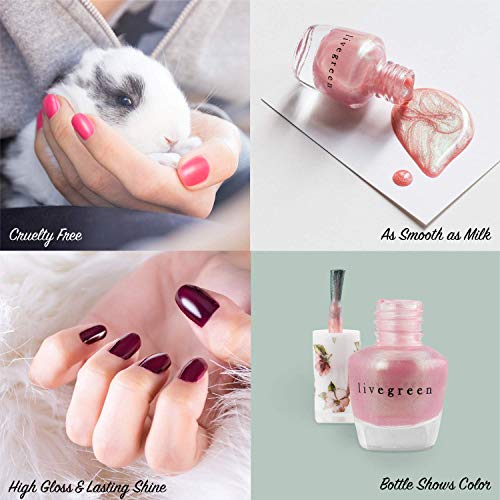 Live Green Nail Polish Set - 10 Mini Nail Polish Colors, Polish Kit for Fingernails and Toenails