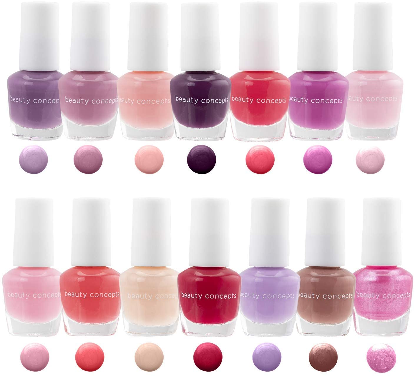 B.C. Beauty Concepts Nail Polish Set, 14 Mini Nail Polish Colors, Polish Kit for Fingernails and Toenails