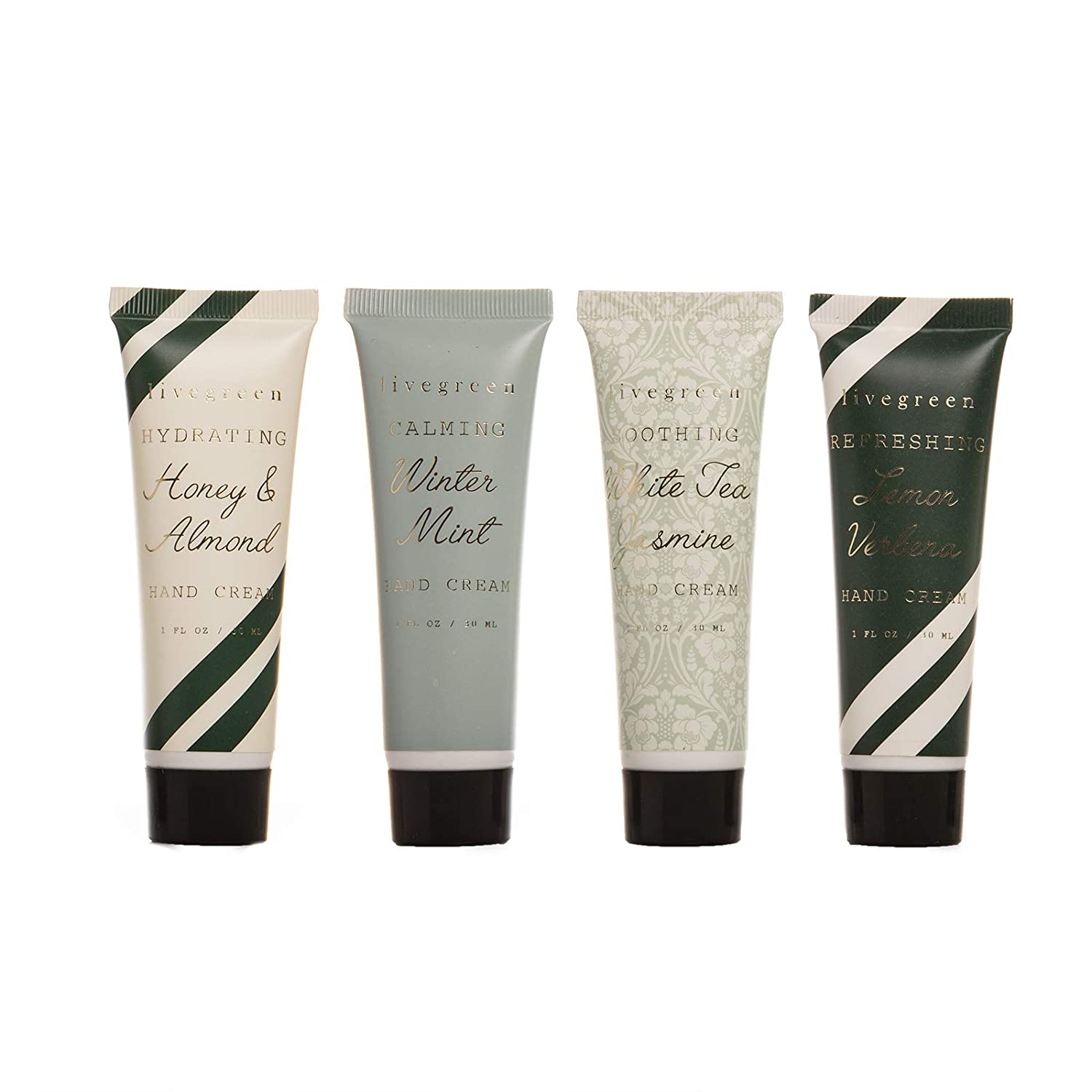 Aroma Therapy Cream Set in Honey & Almond, Winter Mint, White Tea Jasmine, and Lemon by Live Green