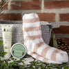 Live Green Bath and Body Gift Set- Foot Spa Set with Fuzzy Socks, Lotion, and Scrub