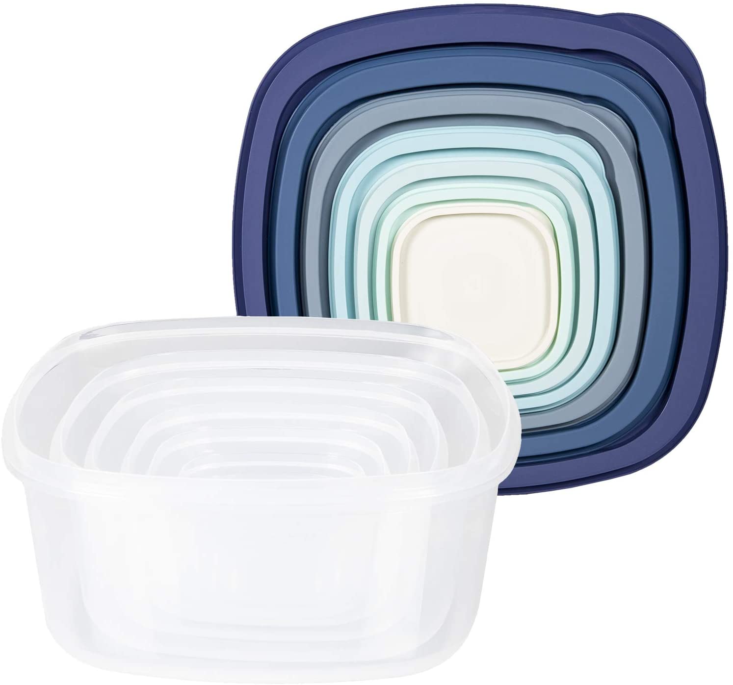 Cook with Color Square Food Storage Containers with Lids, Easy-Find Nesting Plastic Containers, 14 Piece Set