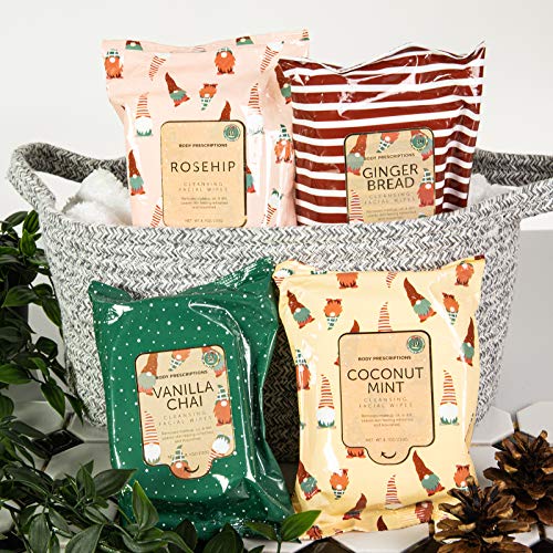 Body Prescriptions Holiday Facial Wipe Set- 4 Packs of Face Wipes