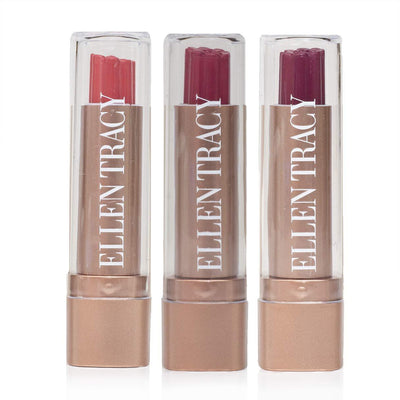 Ellen Tracy Lipstick Gift Set- 3 Piece Lipstick in Embossed Rosy Shades