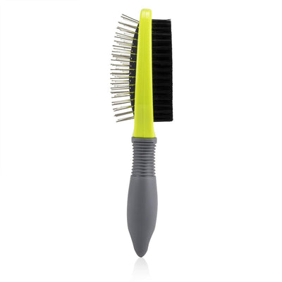 Precious Tails Double Sided Grooming Brush for Dogs and Cats with Comfortable Soft Grip Handle