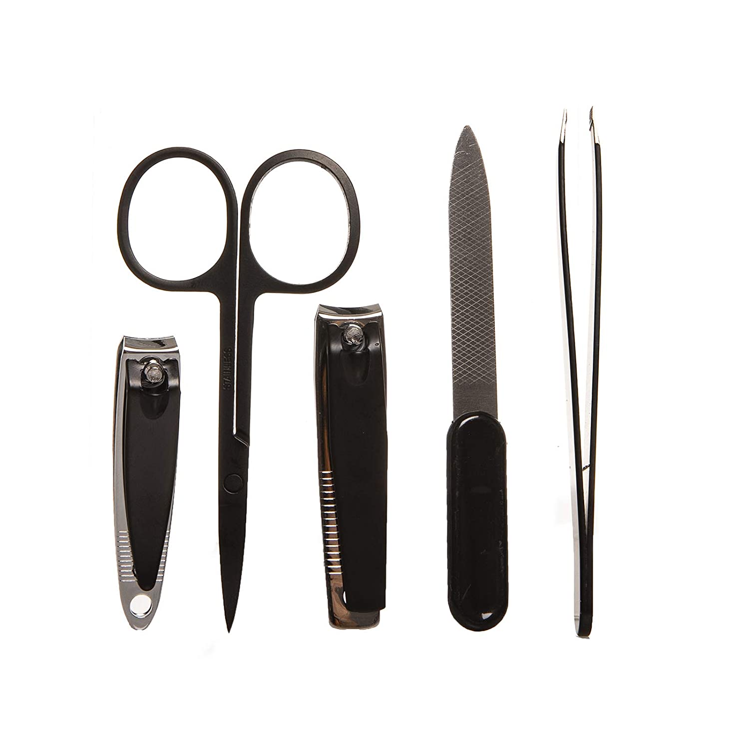 Body Prescriptions Grooming Gift Set- 5 Piece Grooming Set with Tweezers, Nail Clippers, and File in a Holiday Stocking (Green Plaid)