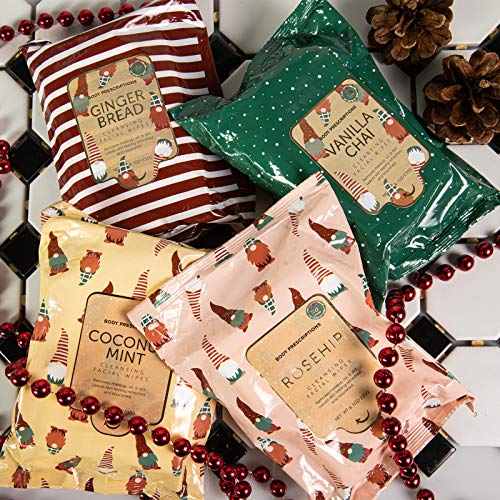 Body Prescriptions Holiday Facial Wipe Set- 4 Packs of Face Wipes