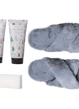 Live Green Bath and Body Gift Set- Foot Spa Set with Slippers, Scrub, and Lotion