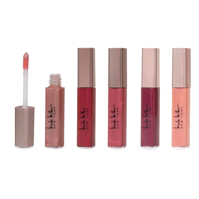 Nicole Miller 5 Pack Super Shine Lip Gloss Collection, Gift Set with Five Different Shade Lip Glosses