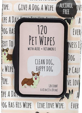 Precious Tails Pet Wipes (120 Count) - Extra Gentle Deodorizing Dog Grooming Wipes with Aloe Vera and Vitamin E, Alcohol Free - Baby Powder (Statements)