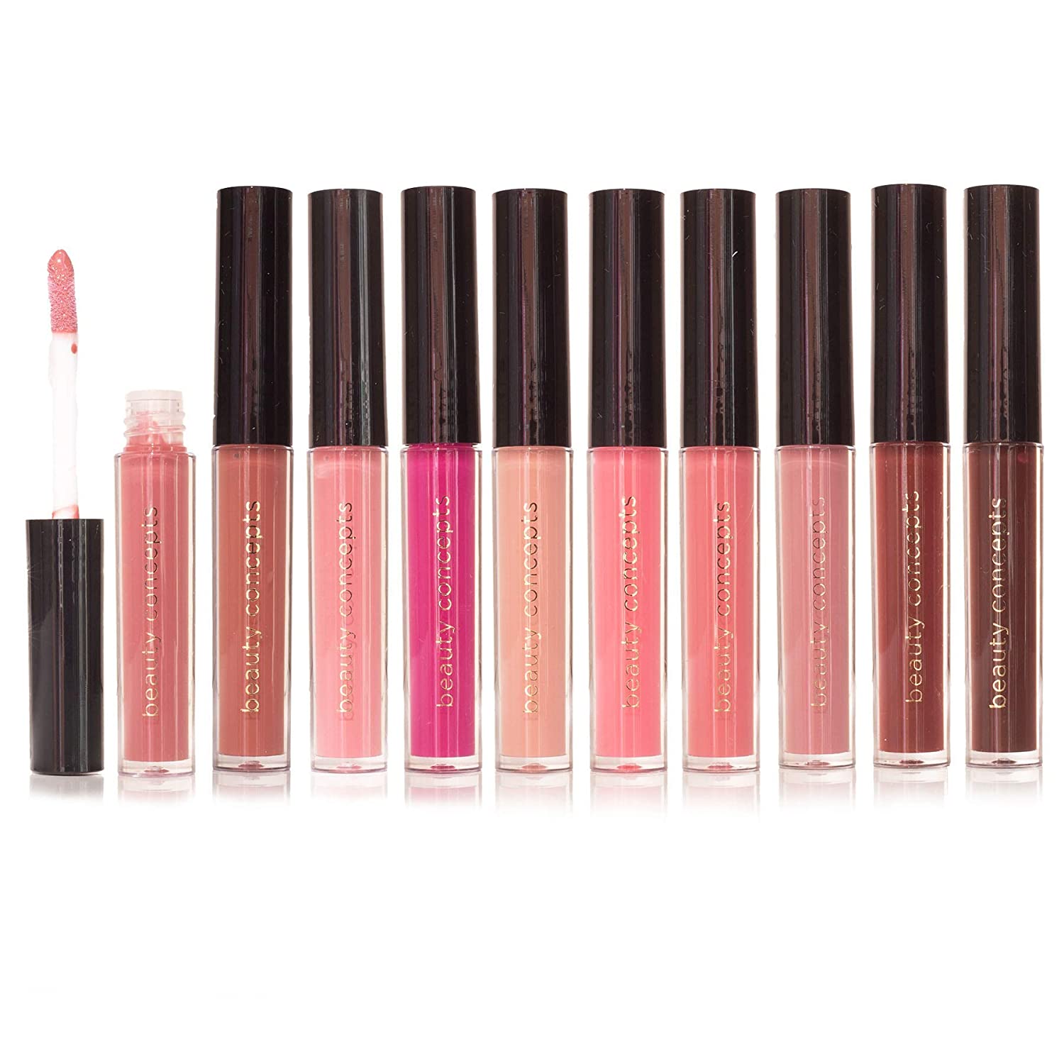 Beauty Concepts Lip Gloss Collection- 10 Piece Lip Gloss Set in Nude Colors