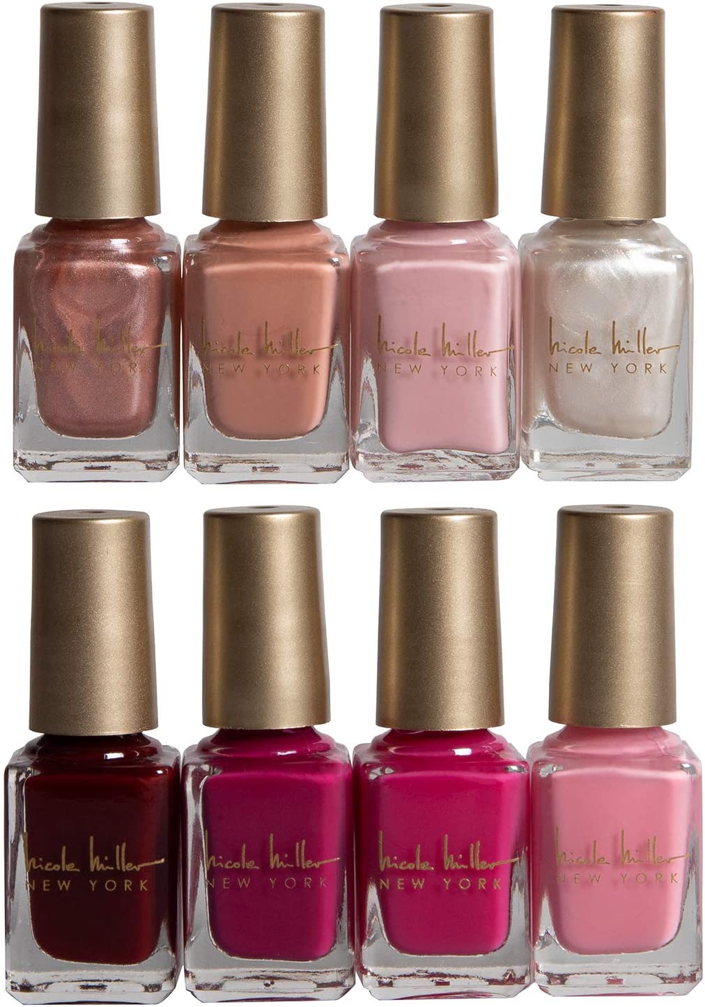 Nicole Miller Nail Polish Collection- 8 Piece Nail Polish Set in Bright Pink Colors