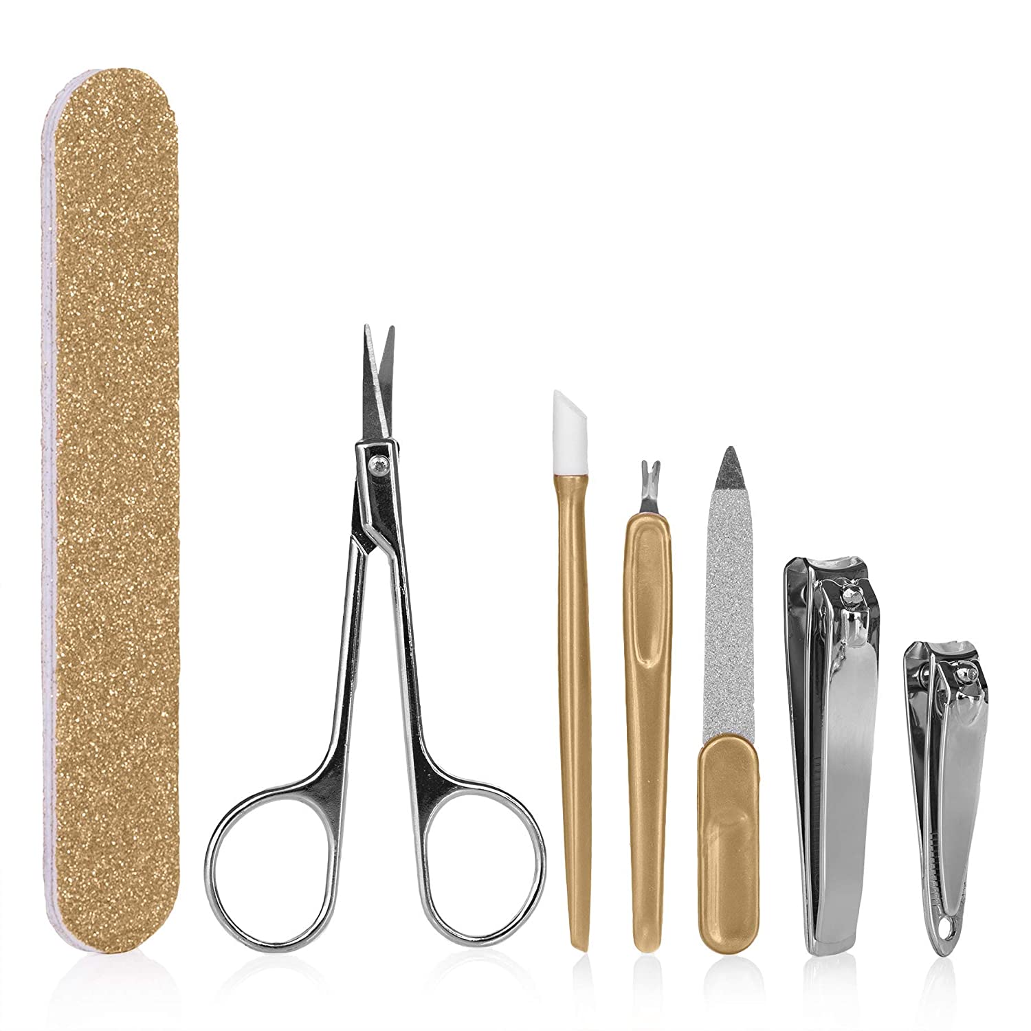 Live Green Manicure Set, 7 Piece Nail Kit in Cylinder, Manicure and Pedicure Tool Set with Emery Board, Cuticle Cleaner, 2 Nail Clippers, Nail File, Cuticle Pusher and Scissor