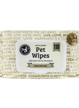 Precious Tails Pet Wipes (110 Count) - Extra Gentle Deodorizing Dog Grooming Wipes with Aloe Vera and Vitamin E - Unscented (Sayings on Packaging)