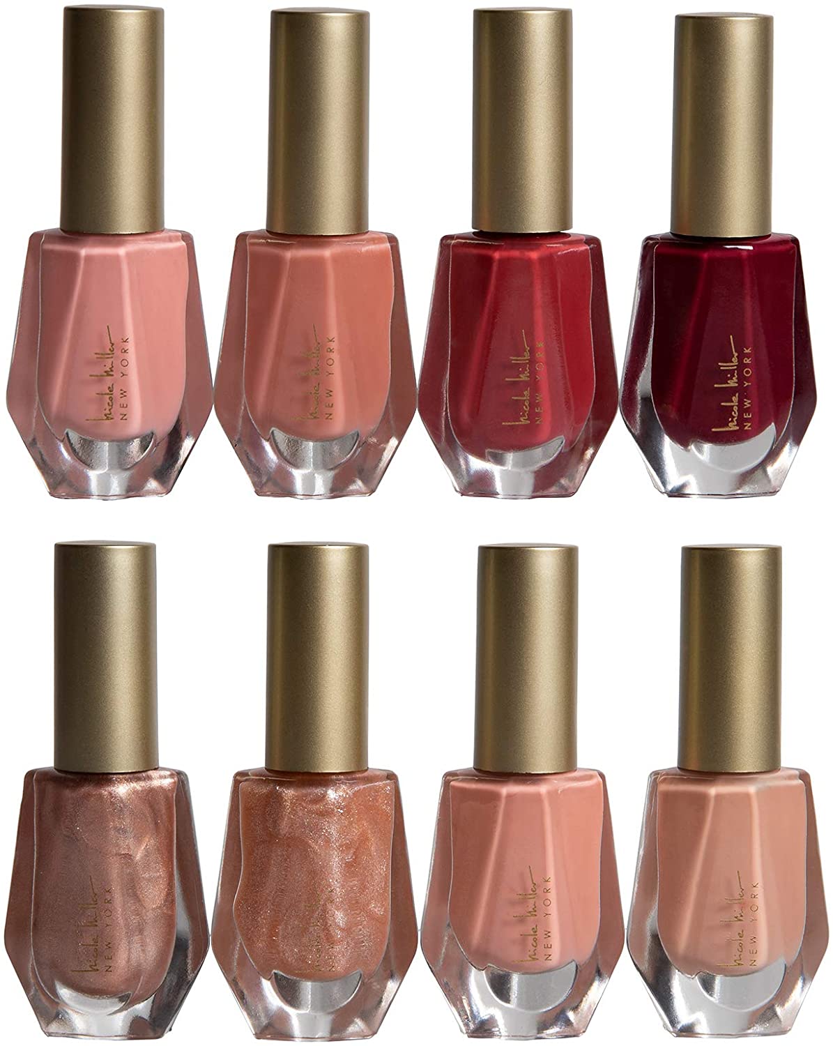 Nicole Miller Nail Polish Collection- 8 Piece Nail Polish Set in Dark Pink Colors