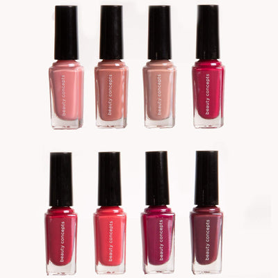 Beauty Concepts Velvet Nail Polish Collection- 8 Piece Nail Polish Set in Mattes and Shimmery Shades