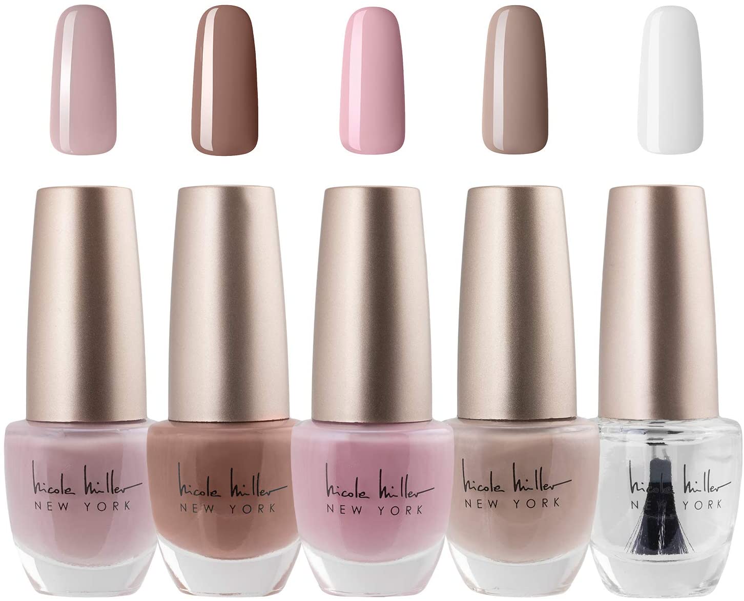 Nicole Miller Nail Polish Set, 5 Piece Nude Nail Polish Collection, Quick Dry Nail Polish for Women and Girls