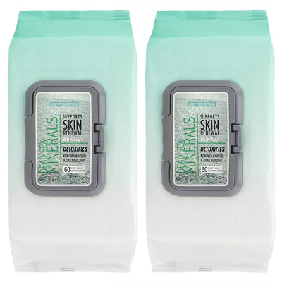 Body Prescriptions - 2 Pack (60 Count Each) Dead Sea Minerals Facial Cleansing Wipes