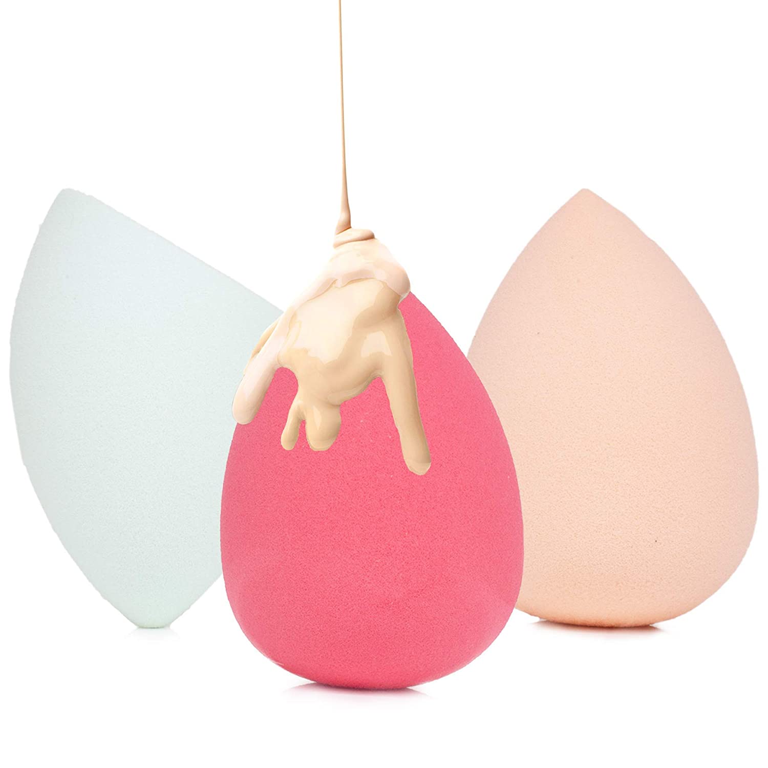 Beauty Concepts 3 Pc Makeup Sponge Set, Makeup Sponge for Blending, Contouring and Highlighting, Foundation Sponge (Latex Free)
