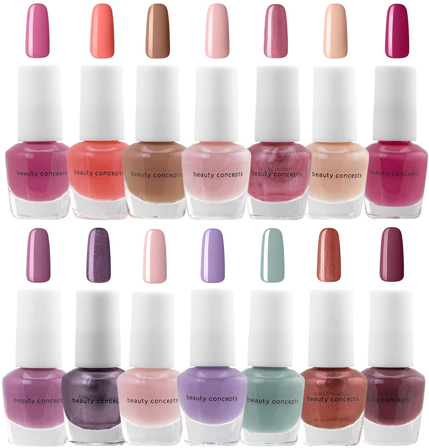 B.C. Beauty Concepts Nail Polish Set - 14 Mini Nail Polish Colors, Polish Kit for Fingernails and Toenails