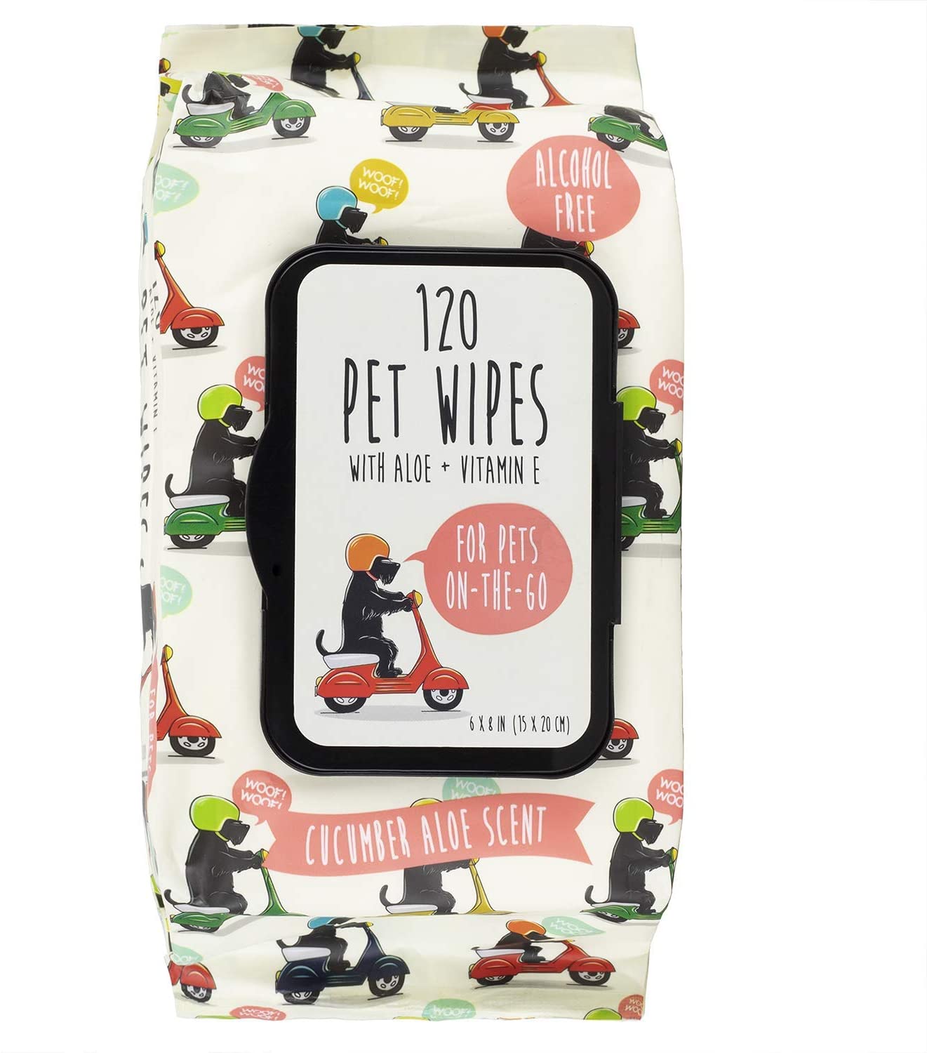 Precious Tails Pet Wipes (120 Count) - Extra Gentle Deodorizing Dog Grooming Wipes with Aloe Vera and Vitamin E, Alcohol Free - Aloe Cucumber Scent