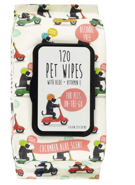 Precious Tails Pet Wipes (120 Count) - Extra Gentle Deodorizing Dog Grooming Wipes with Aloe Vera and Vitamin E, Alcohol Free - Aloe Cucumber Scent
