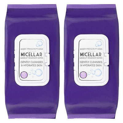 Body Prescriptions - 2 Pack (60 Count Each) Skin Cleansing Micellar Makeup Remover Wipes