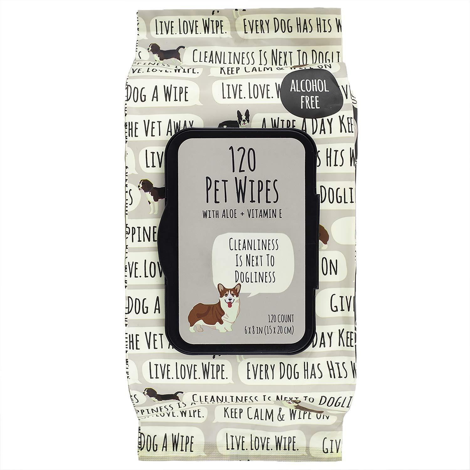 Precious Tails Pet Wipes (120 Count) - Extra Gentle Deodorizing Dog Grooming Wipes with Aloe Vera and Vitamin E, Alcohol Free - Fresh Scent (Live. Love. Wipe.)